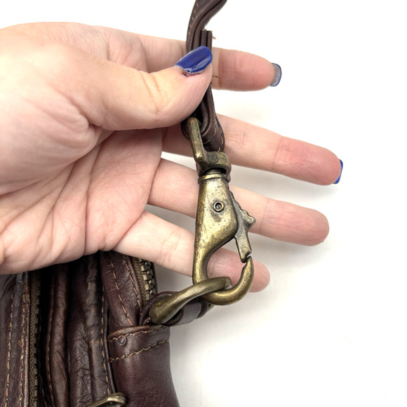 Vintage 90s Dilana Design Collection Brown Leather Organizer Crossbody Bag FLAWS - Picture 6 of 16